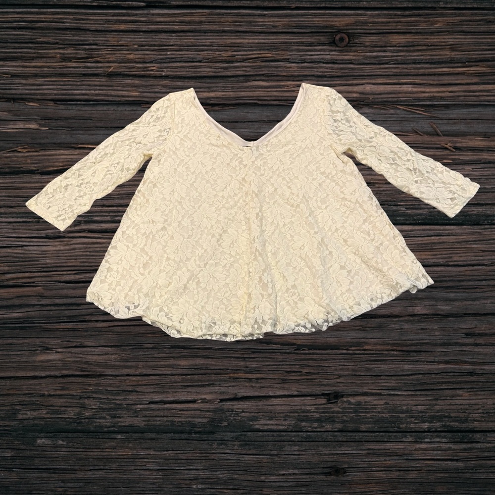 American‎ Eagle Boho Lace Babydoll Top Cream Cottagecore Small